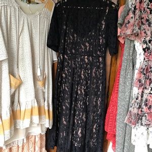 Black Lace ASOS dress with pink slip